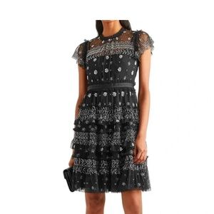 Needle & Thread Black and White Embroidered Dress